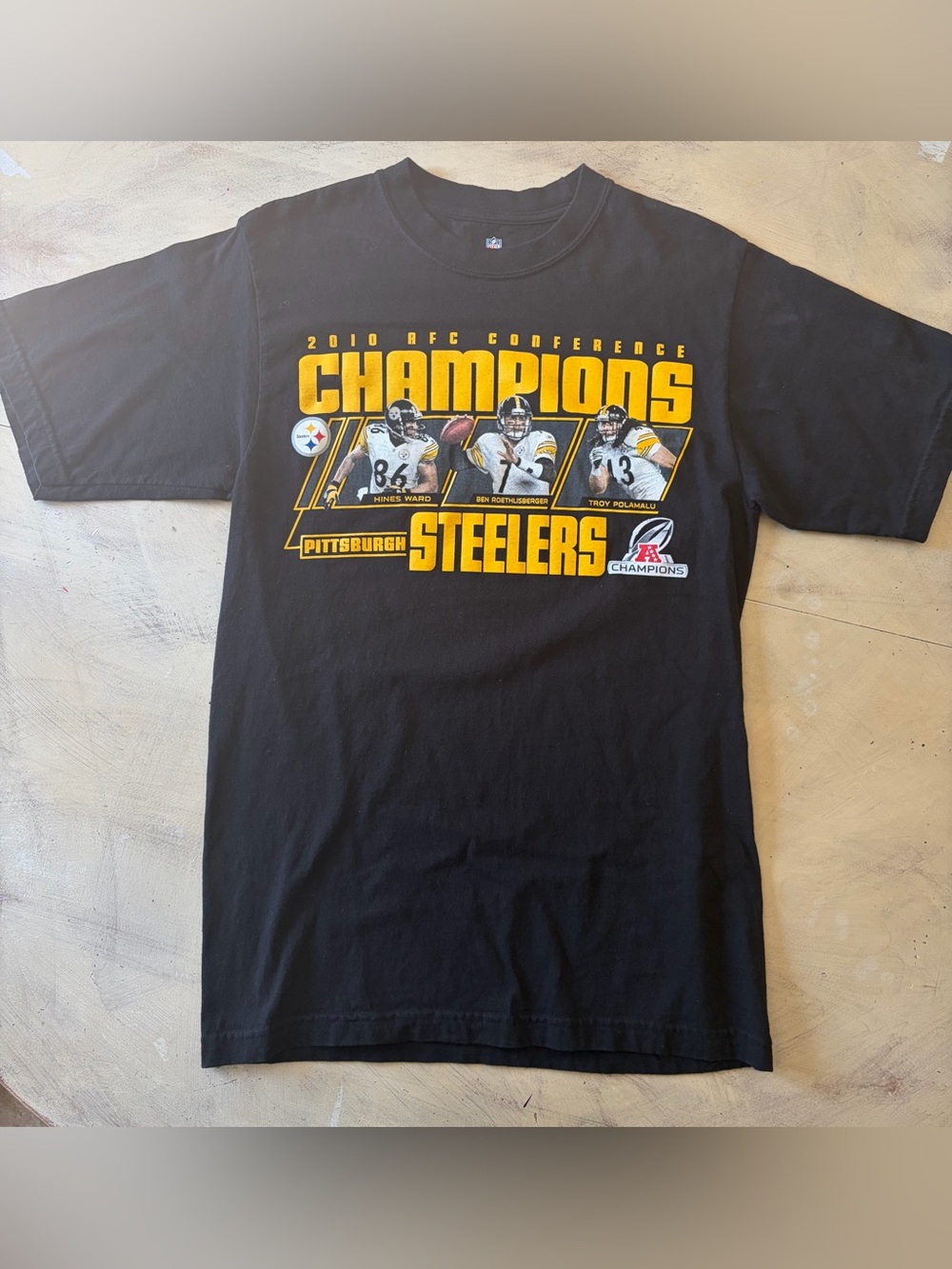 Mens NFL Team 2010 Pittsburgh Steelers AFC Champions Graphic T Shirt Size M